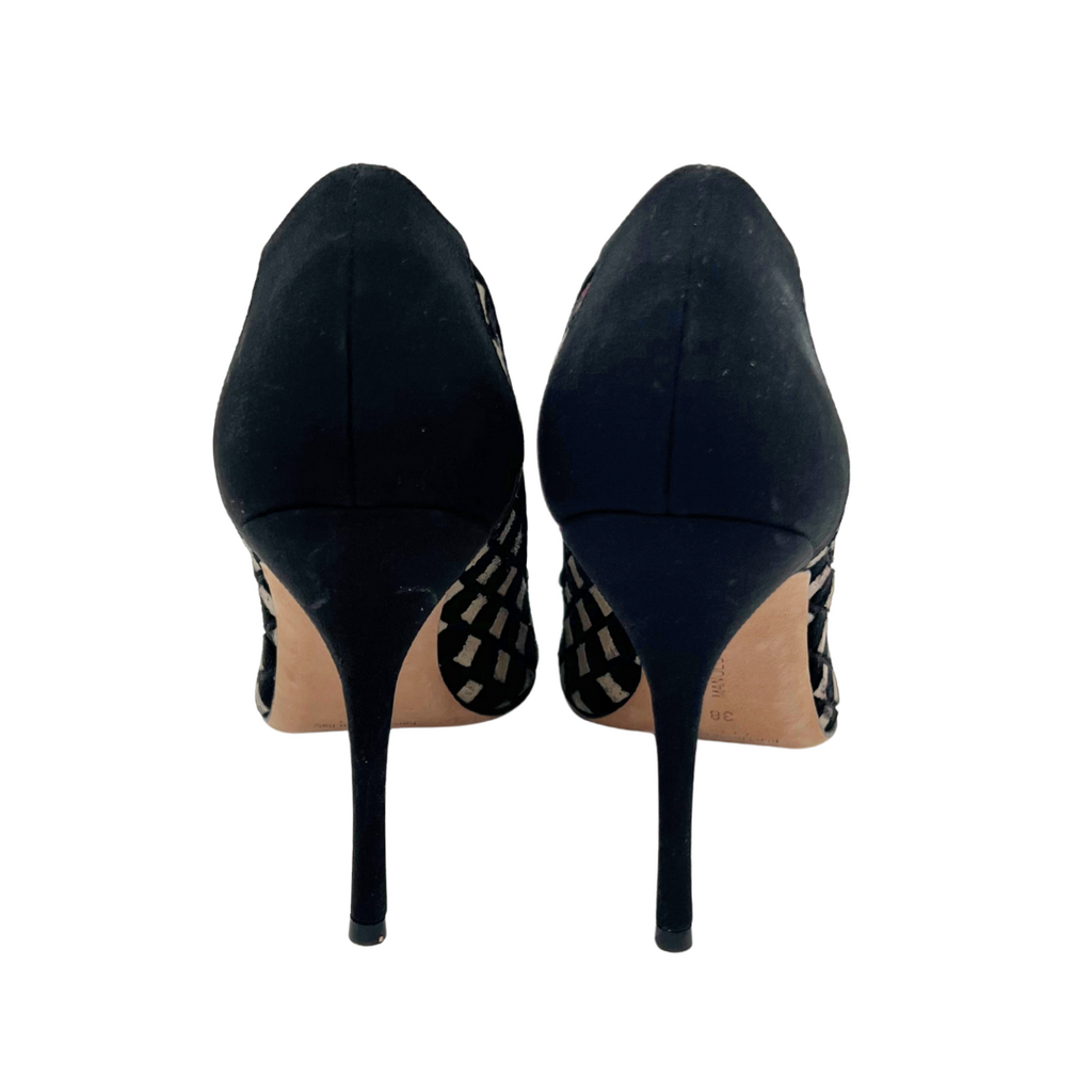Manolo Blahnik Black/Tan Checkered Pumps, 38