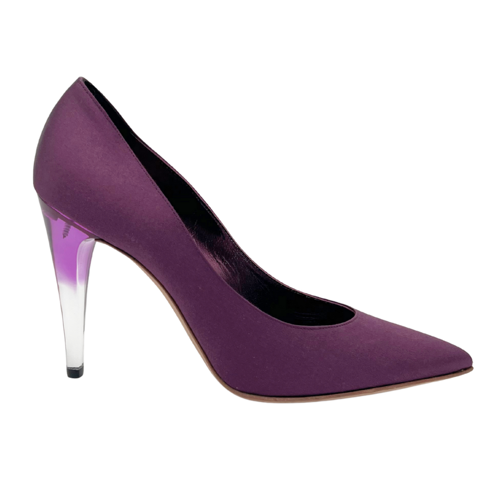 Chanel Purple Satin Clear Heels, 38