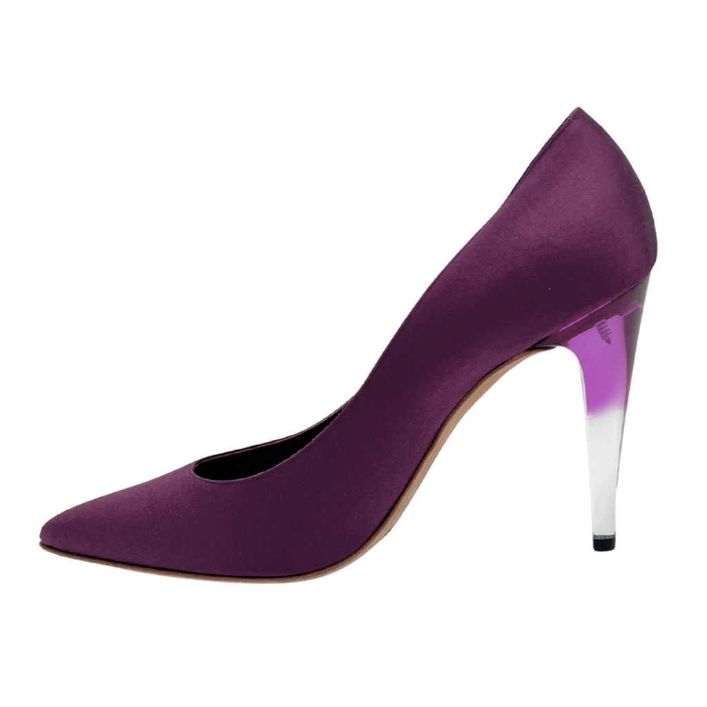 Chanel Purple Satin Clear Heels, 38