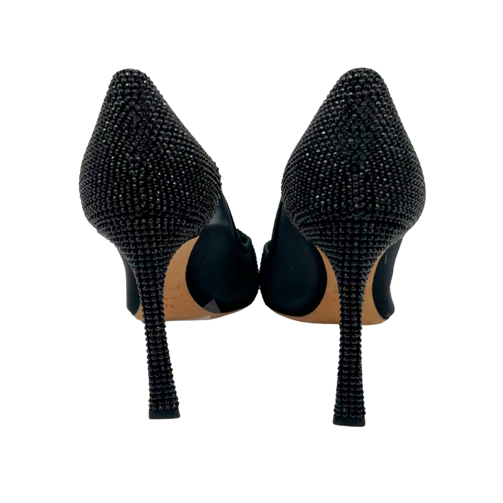 Christian Dior Black Rhinestone Pumps, 37.5