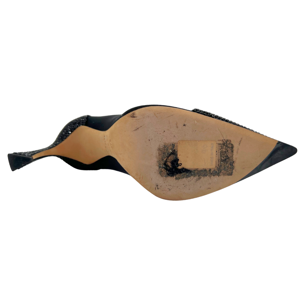 Christian Dior Black Rhinestone Pumps, 37.5