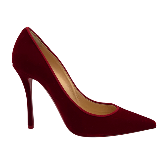 Christian Louboutin Red Velvet Pumps, 37.5