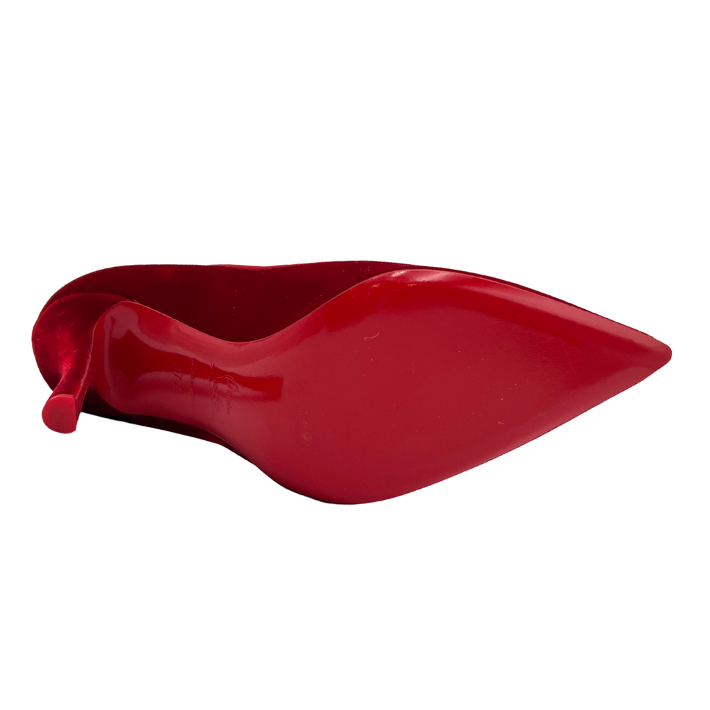 Christian Louboutin Red Velvet Pumps, 37.5