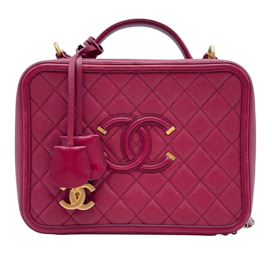 Chanel Red Filigree Caviar Box Bag