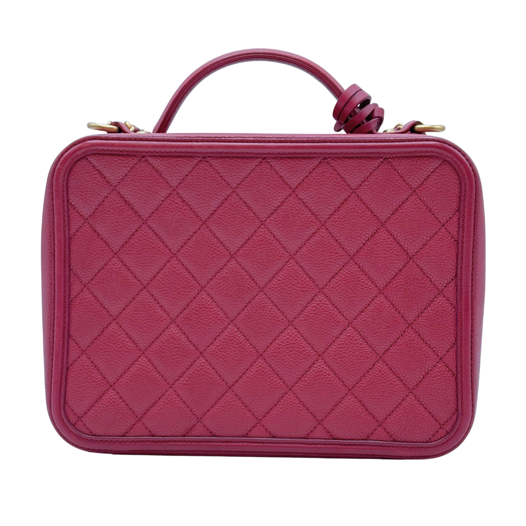 Chanel Red Filigree Caviar Box Bag