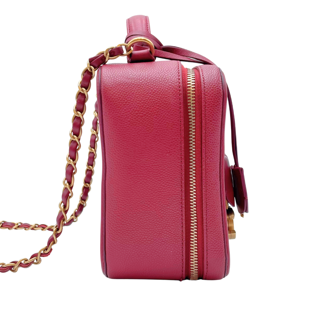 Chanel Red Filigree Caviar Box Bag