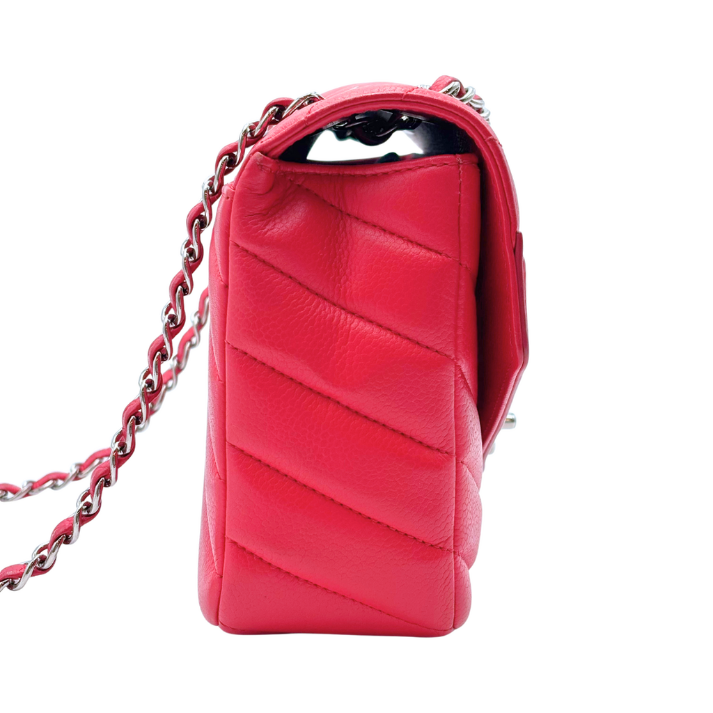 Chanel Large Red Chevron Envelope Flap Crossbody