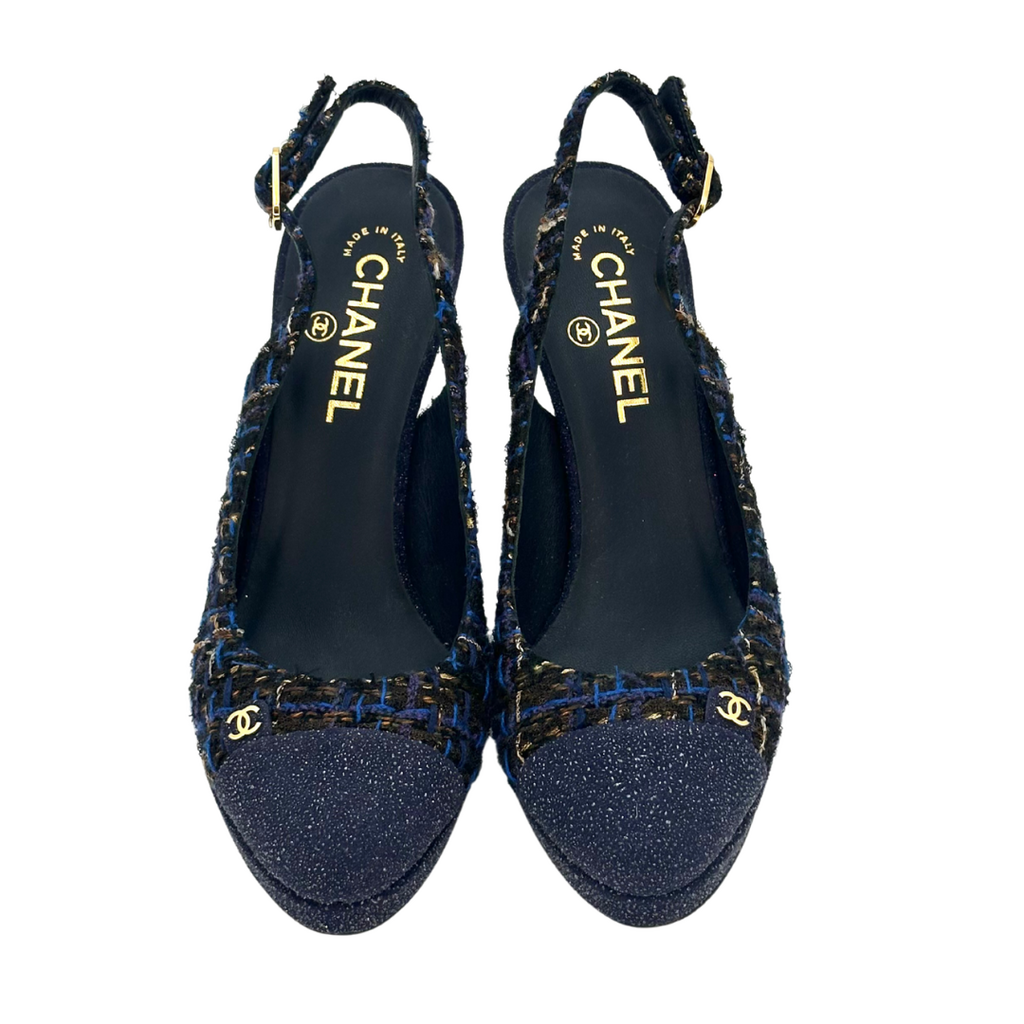 Navy Sparkly Tweed CC Pumps (38.5)