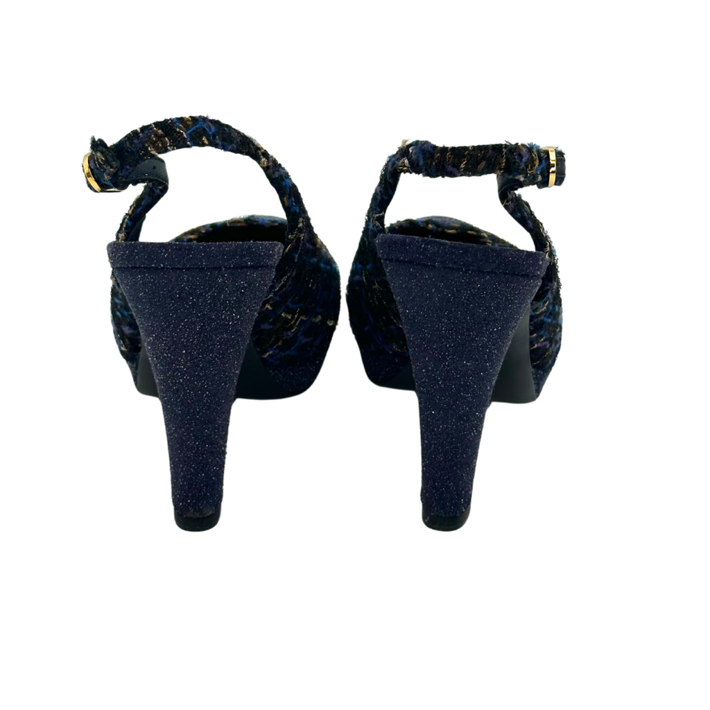 Navy Sparkly Tweed CC Pumps (38.5)