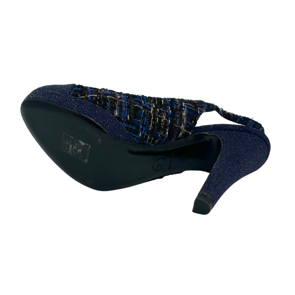 Navy Sparkly Tweed CC Pumps (38.5)