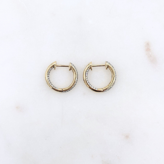 18K Gold Diamond Hoops