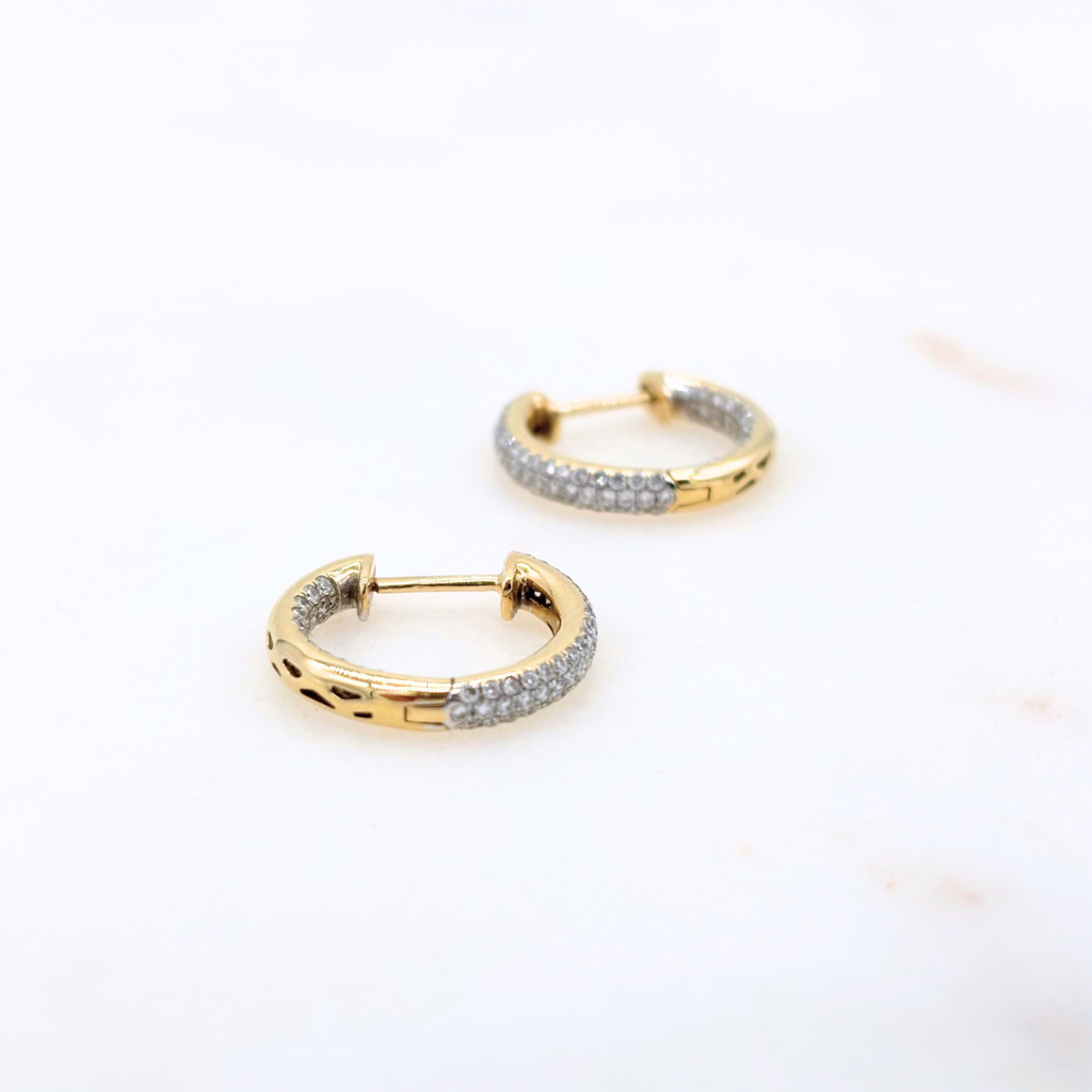 18K Gold Diamond Hoops