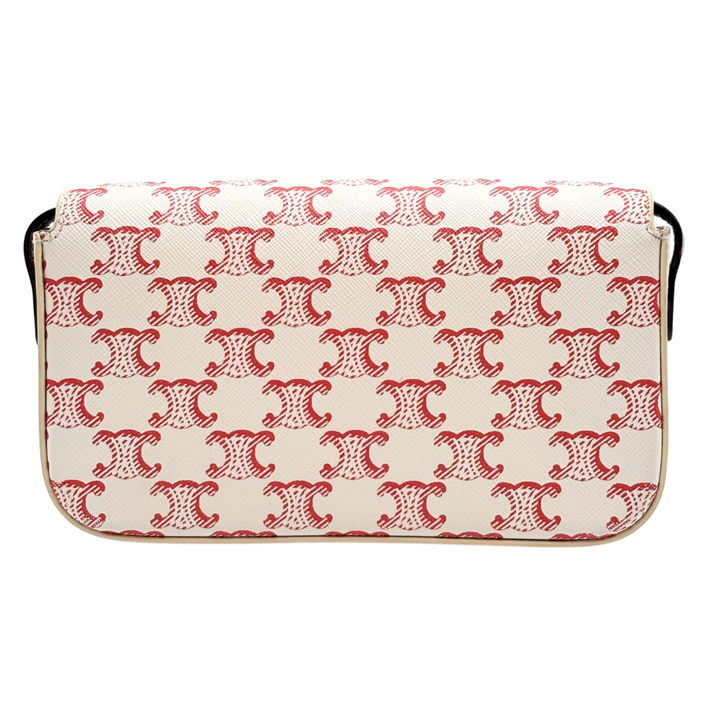 Celine Red & White Triomphe Claude Shoulder Bag