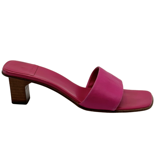 2000s Wood Heel Leather Open Toe Heels