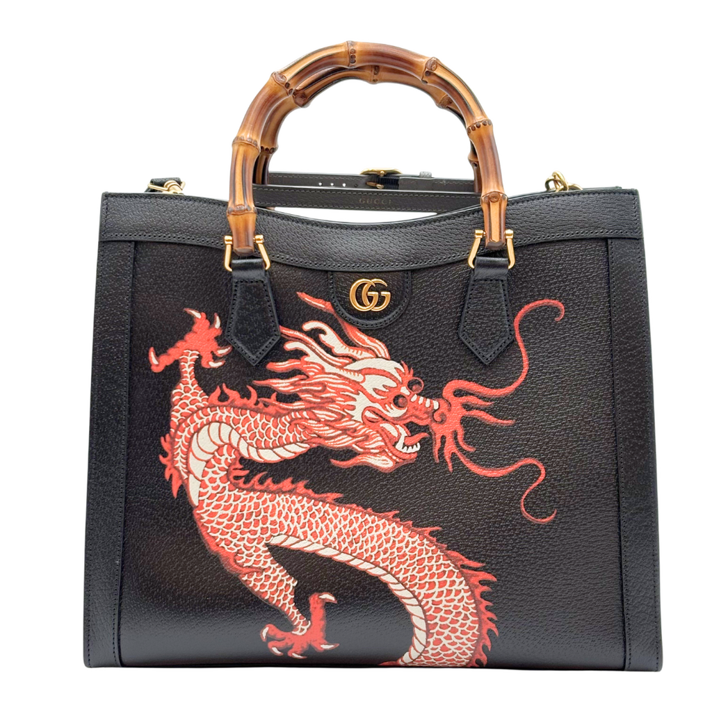 Gucci Black Dragon Painted Diana Bag