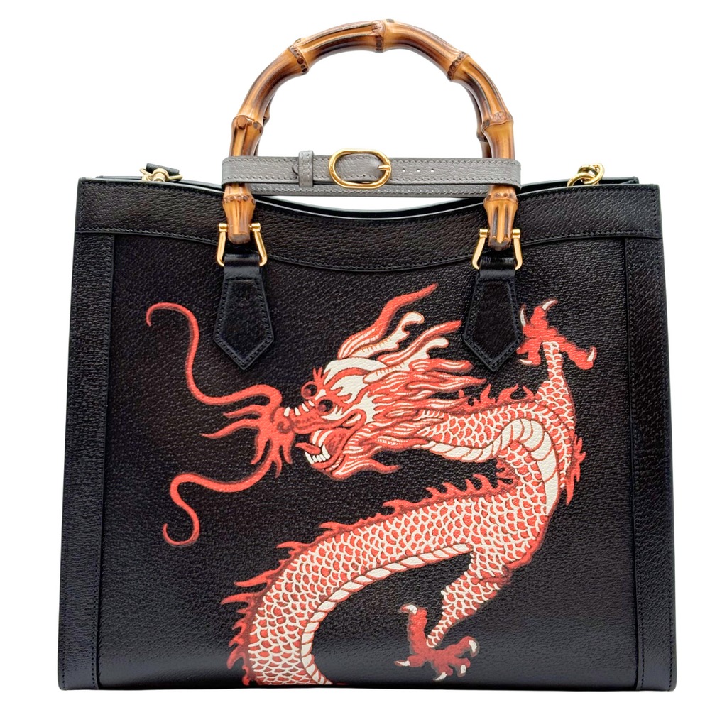 Gucci Black Dragon Painted Diana Bag