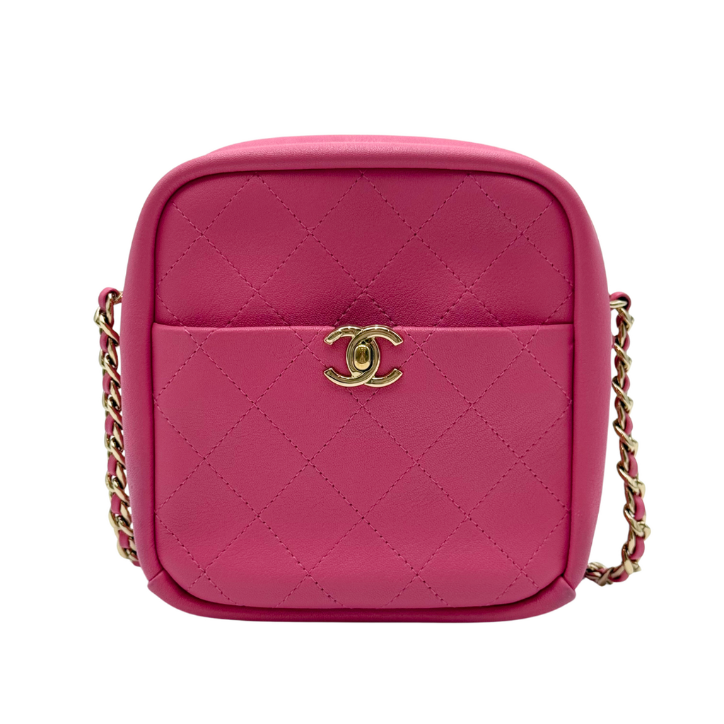 Chanel Pink Quilted Camera Bag