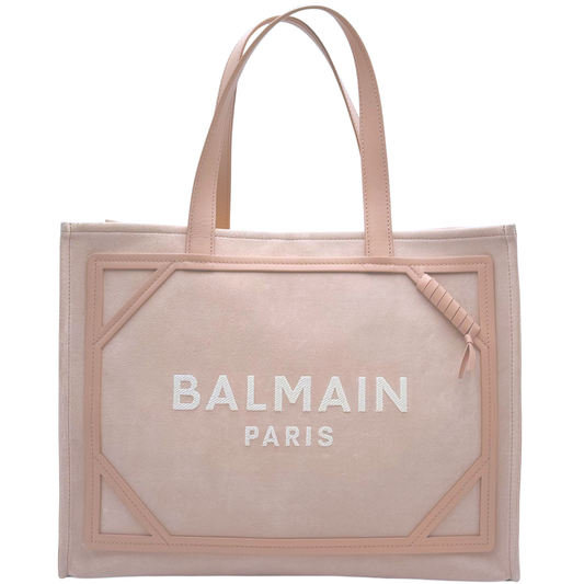 Balmain Pink Suede & Leather Logo Tote