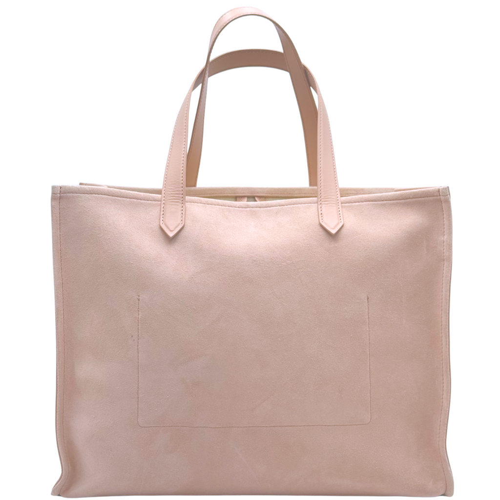Balmain Pink Suede & Leather Logo Tote