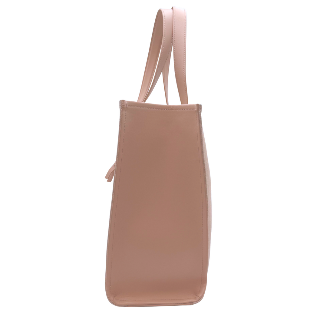 Balmain Pink Suede & Leather Logo Tote