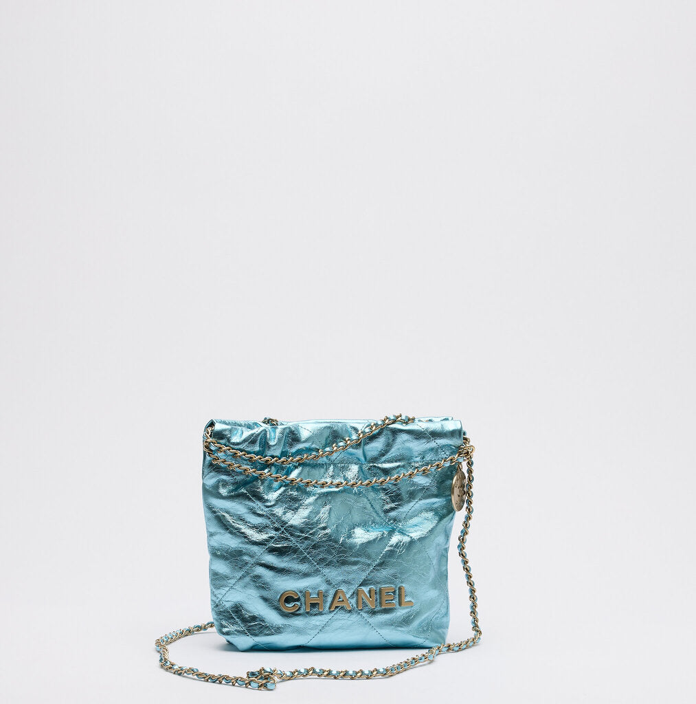 Chanel Metallic Blue Mini 22