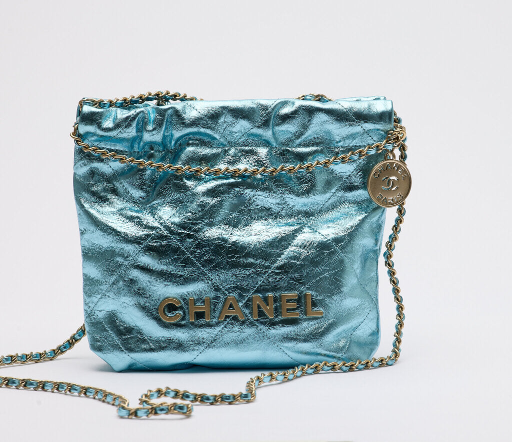 Chanel Metallic Blue Mini 22