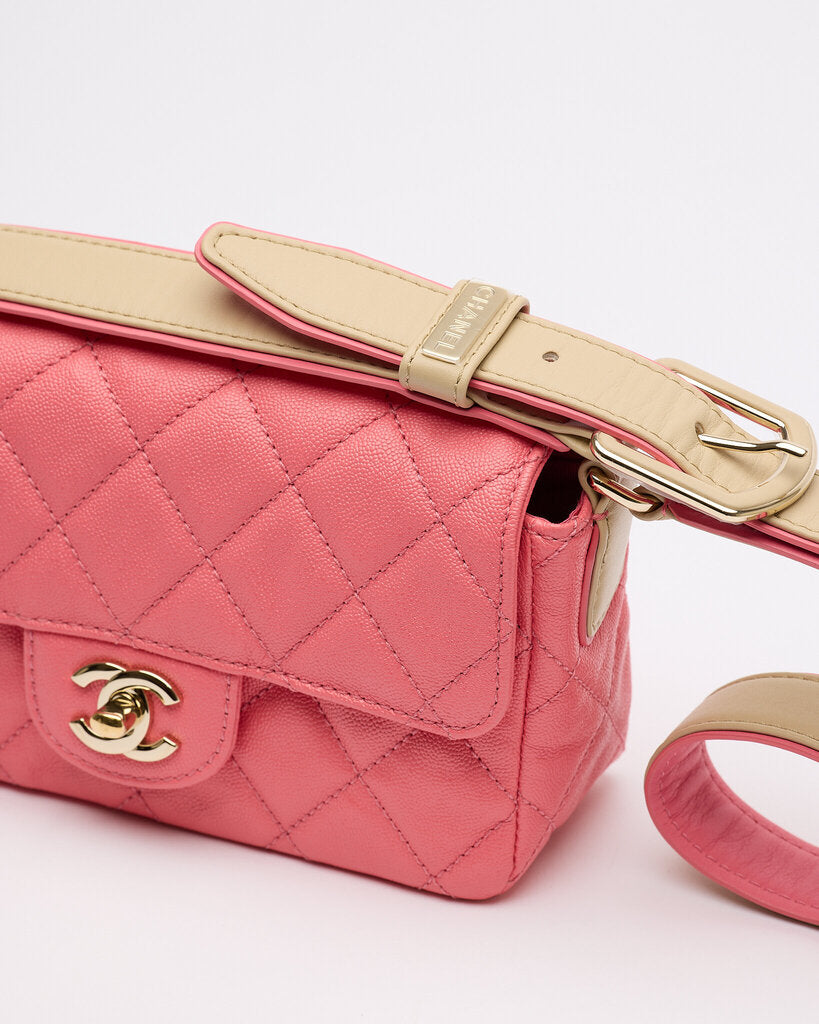 Chanel Caviar Pink Mini Rectangle Flap