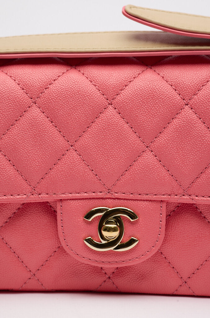 Chanel Caviar Pink Mini Rectangle Flap