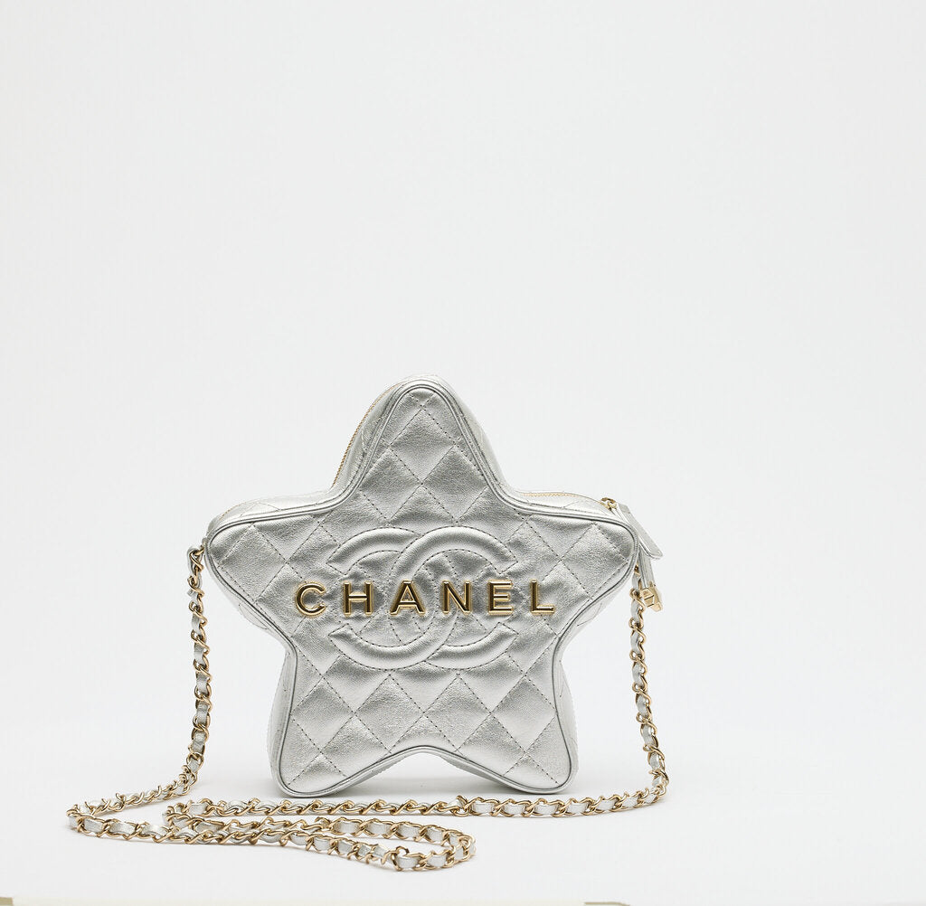 Chanel Silver Walk Of Fame Quilted Star Bag