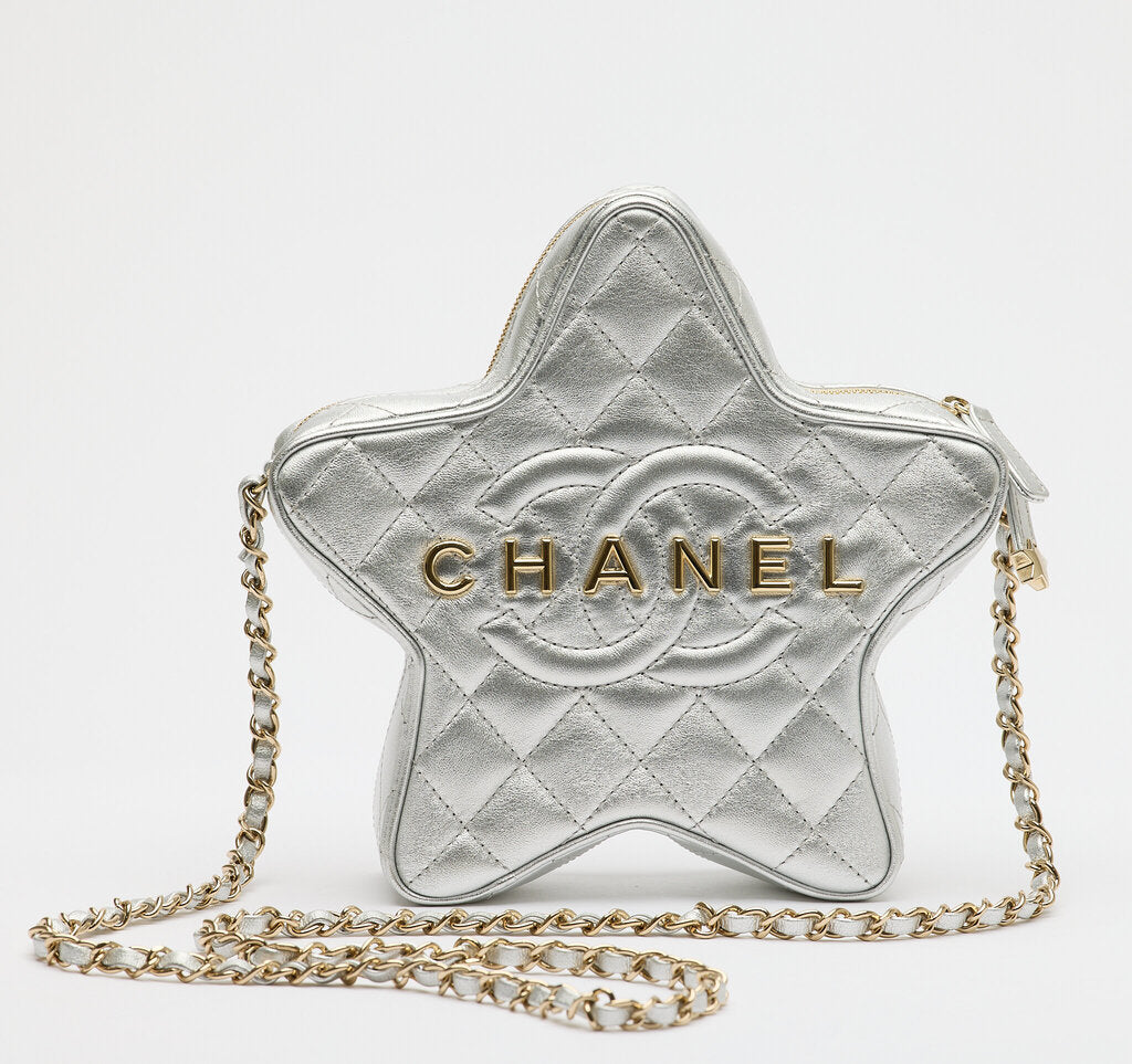 Chanel Silver Walk Of Fame Quilted Star Bag