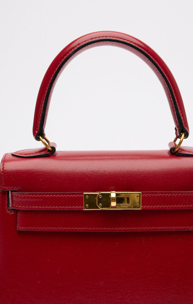 Hermès Kelly Red Box Calf Mini Gold HW (1989)