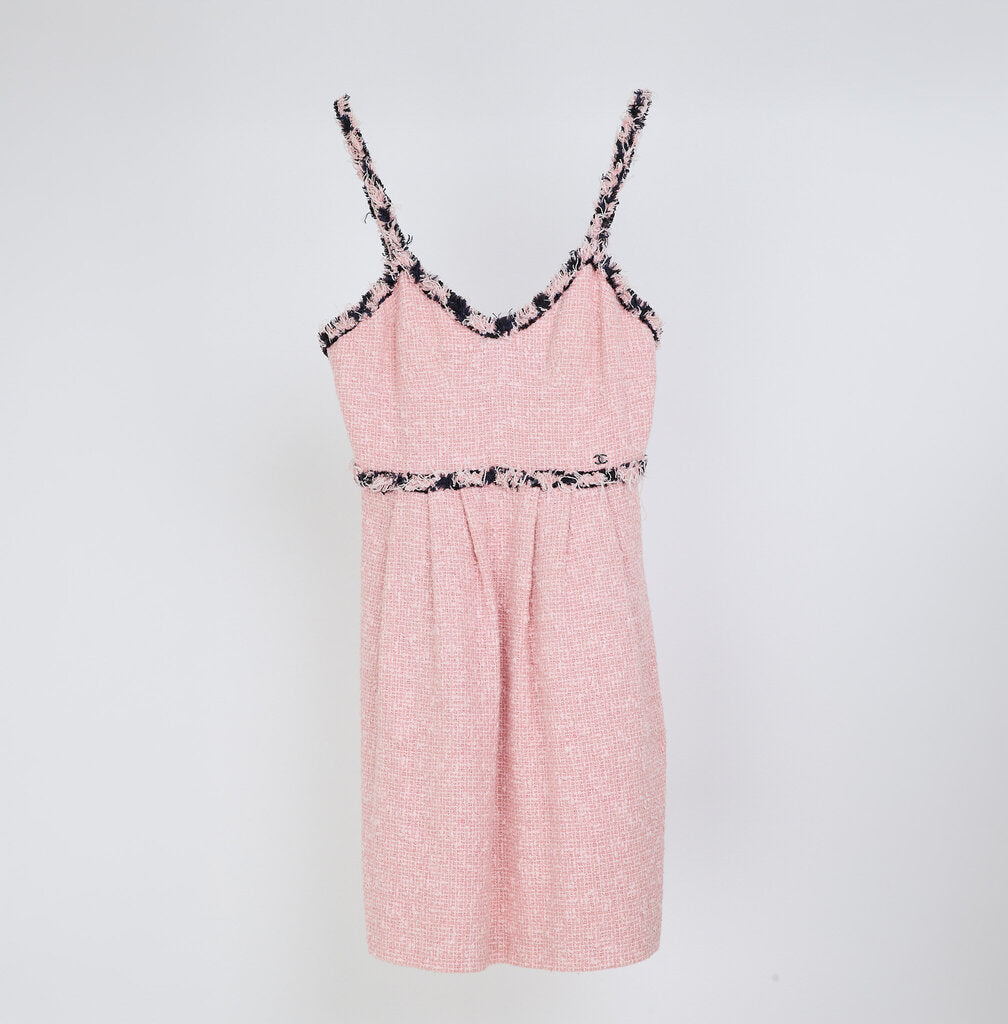 Chanel 2007 Pink & Black Cotton Tweed Mini Dress
