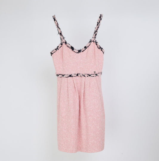 Chanel 2007 Pink & Black Cotton Tweed Mini Dress