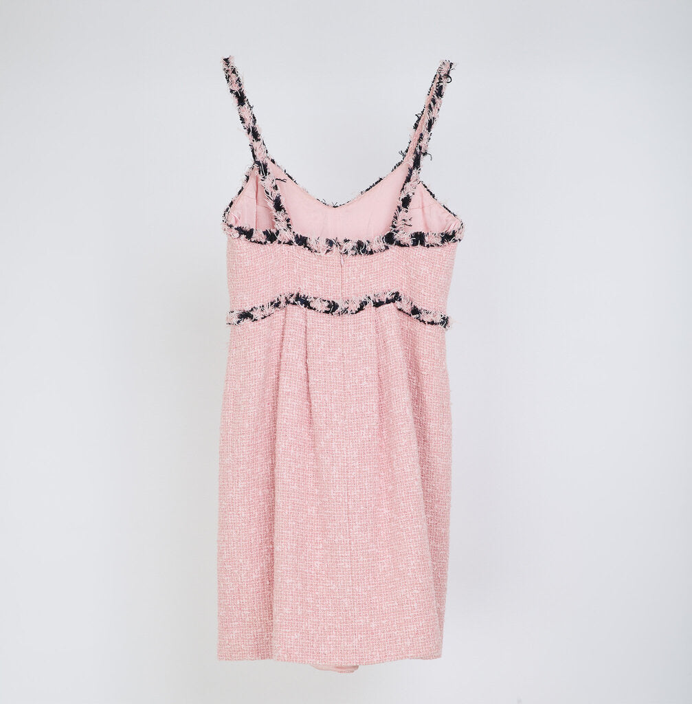 Chanel 2007 Pink & Black Cotton Tweed Mini Dress