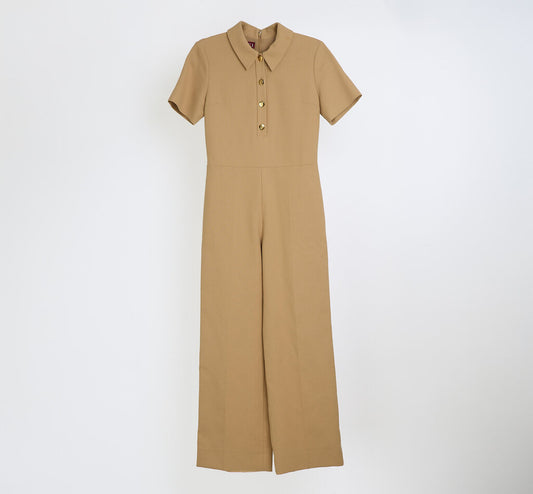 Gucci Cotton Gold Button Short Sleeve Jumpsuit