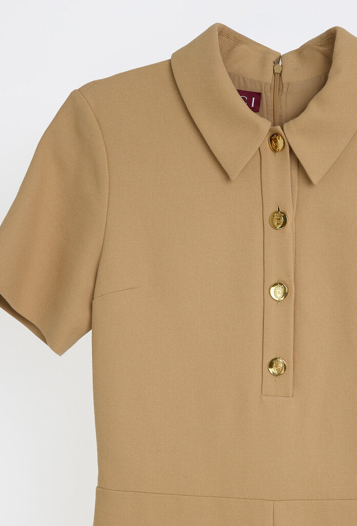 Gucci Cotton Gold Button Short Sleeve Jumpsuit