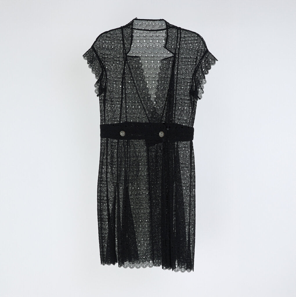 Chanel 2016 Black Sheer Knee-Length Crochet Dress