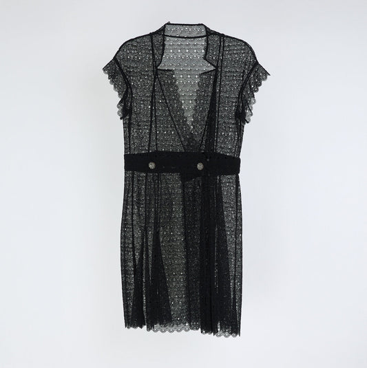 Chanel 2016 Black Sheer Knee-Length Crochet Dress