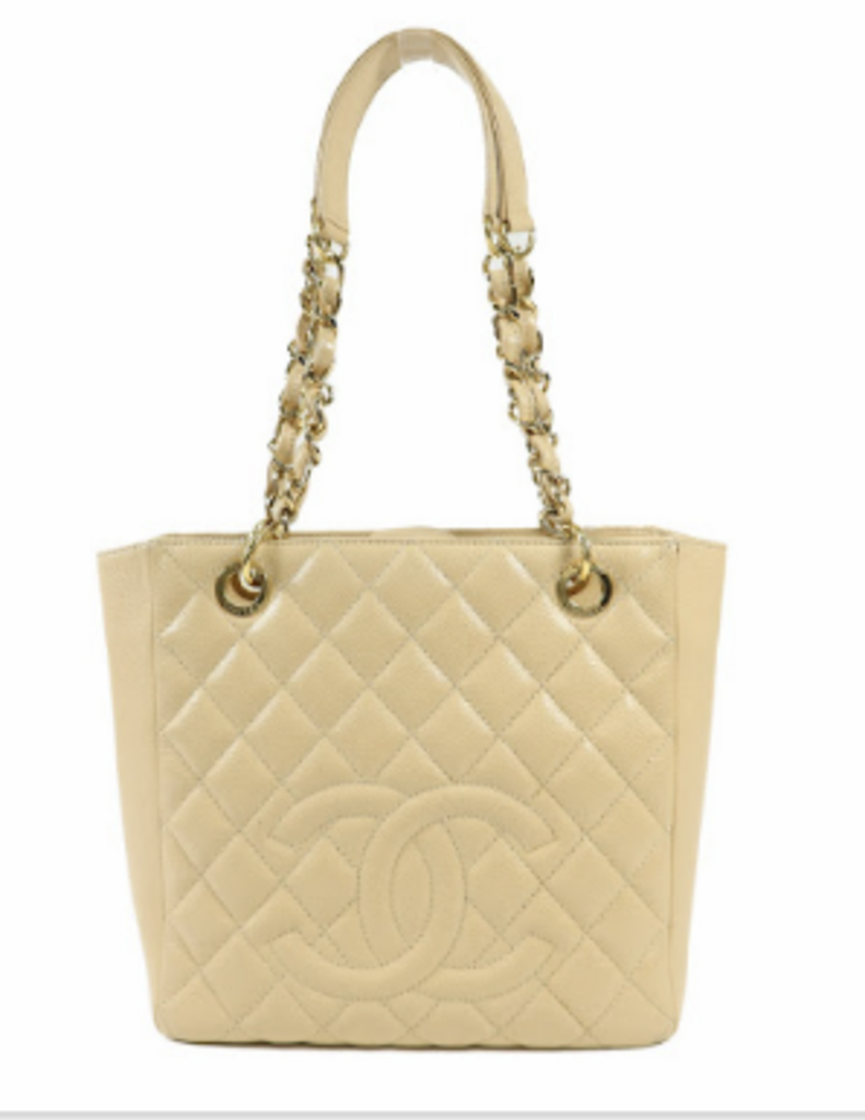Beige Leather PST Tote Bag