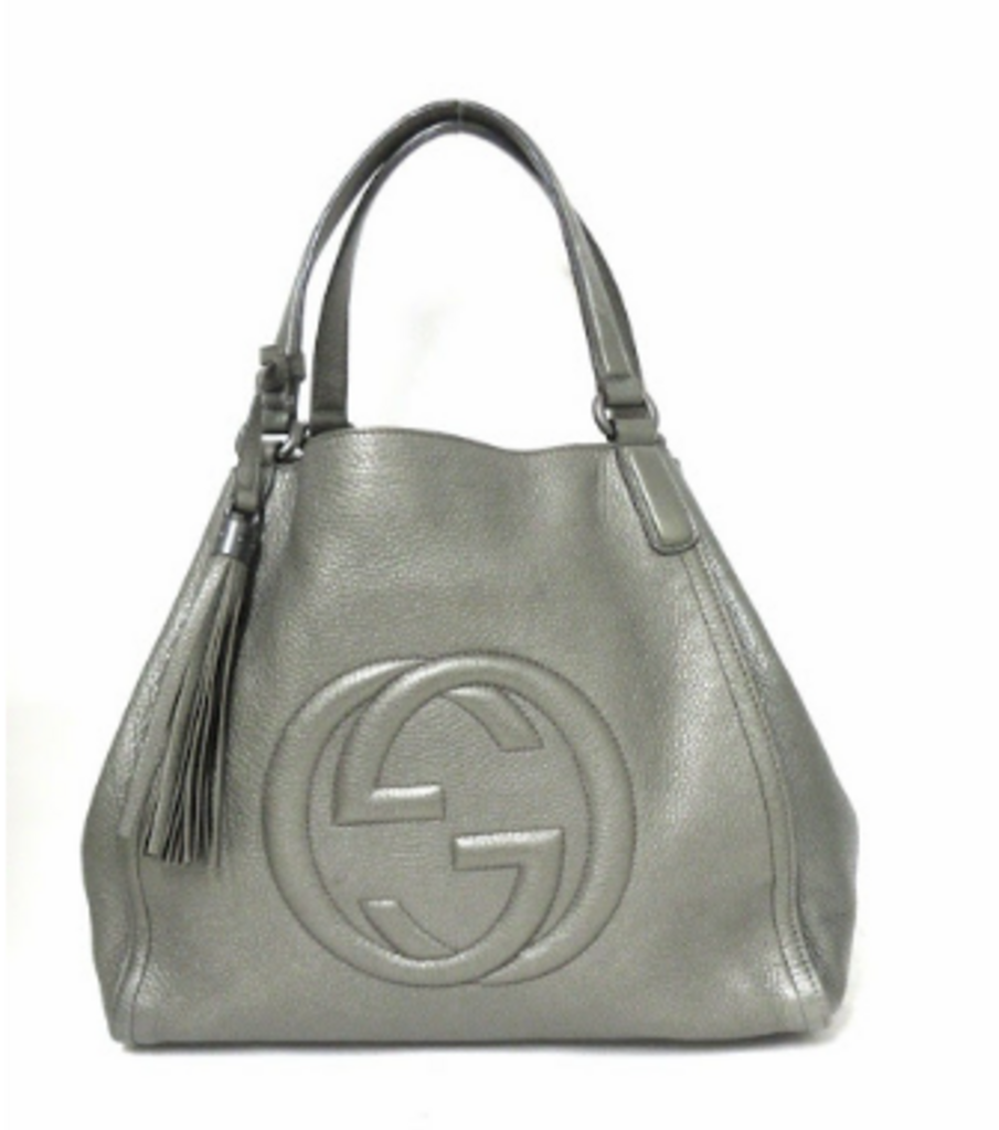 Gray Leather Interlocking Soho Tote