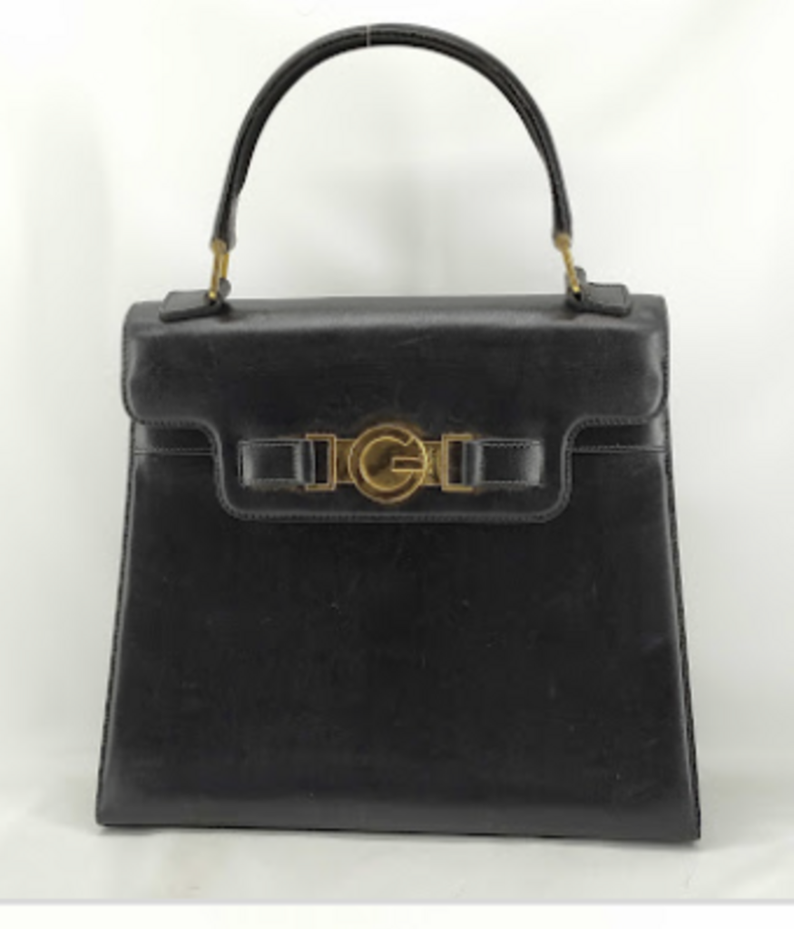 Black Leather Top Handle Bag