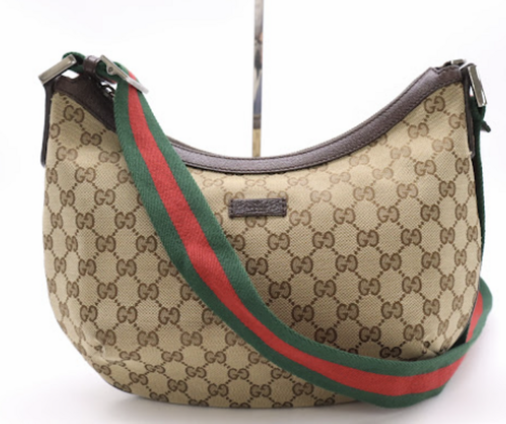 Monogram Stripe Half Moon Bag