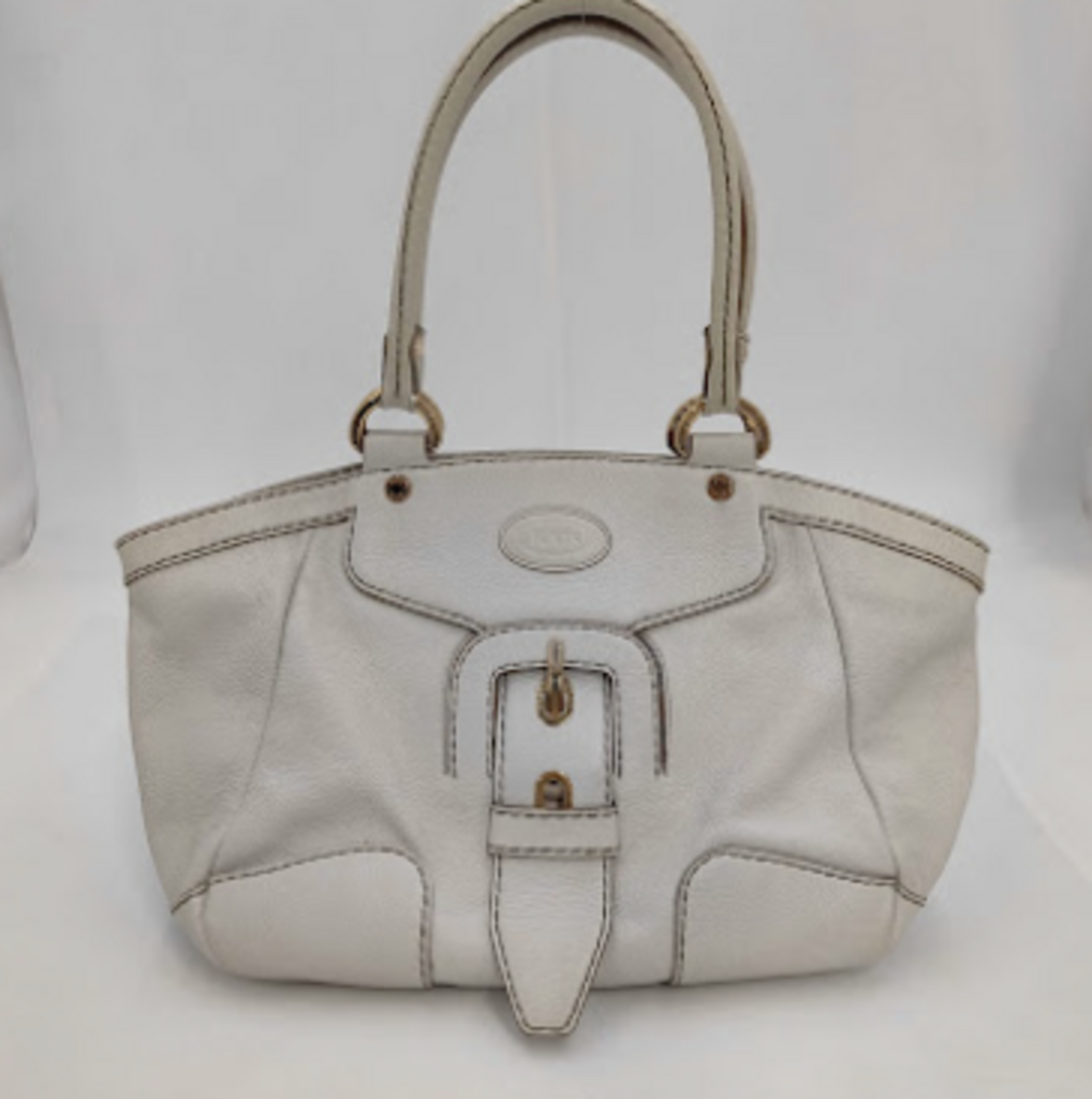 White Leather Buckle Shoulder Bag