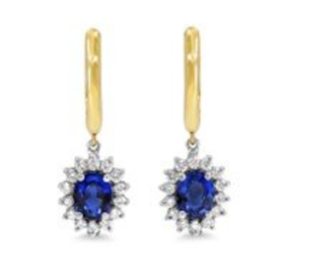 14k Sapphire/Dia Drop Earrings