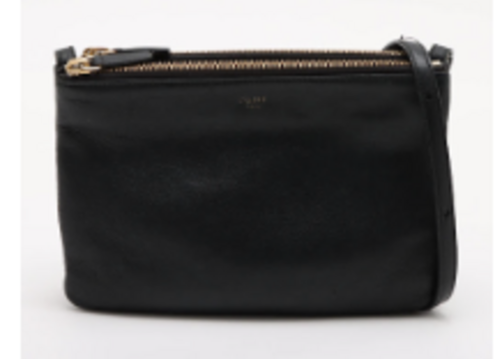 Black Leather Trio Crossbody Bag