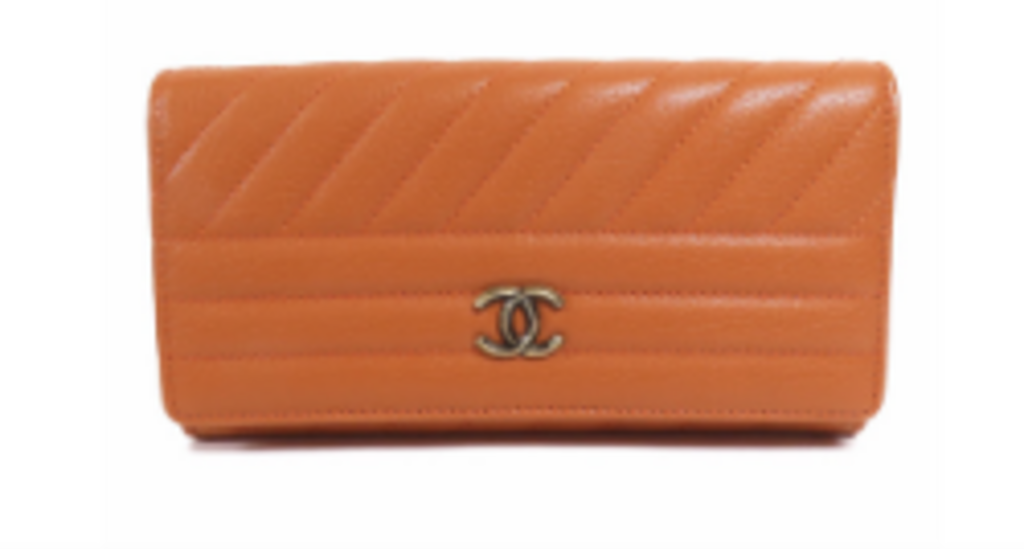 Orange Leather Zip Wallet