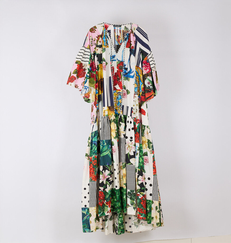 Dolce & Gabbana Multicolor Printed Cotton Maxi Kaftan