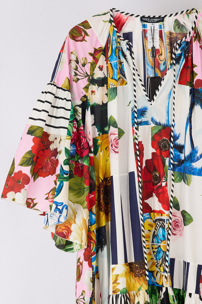 Dolce & Gabbana Multicolor Printed Cotton Maxi Kaftan