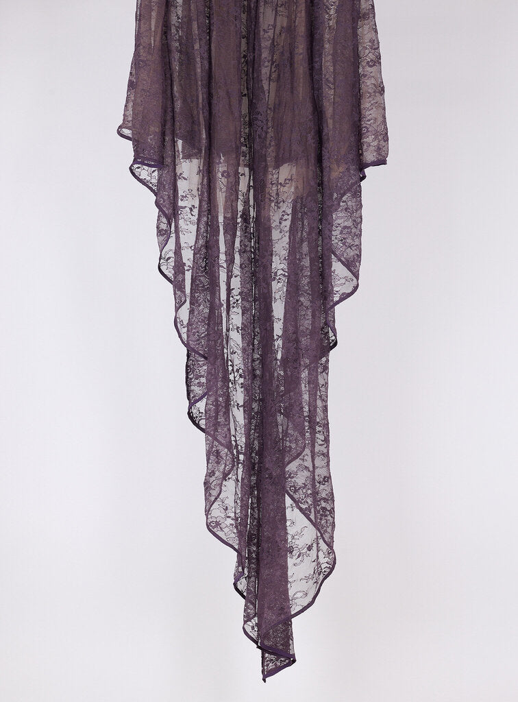 The Attico Purple Lace Maxi Dress w/ Train
