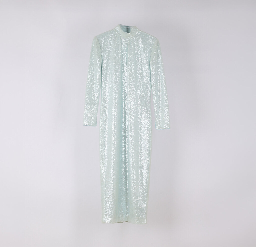 Pale Blue Sequin Maxi Dress